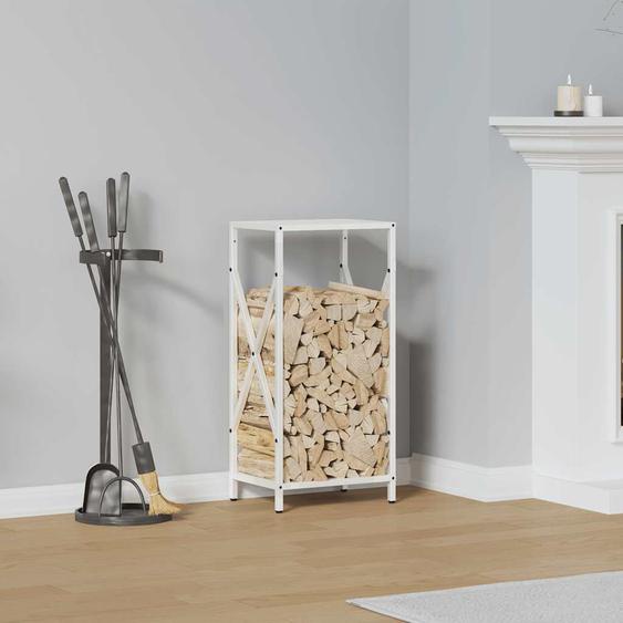 Portant de bois chauffage blanc 34x25x70 cm