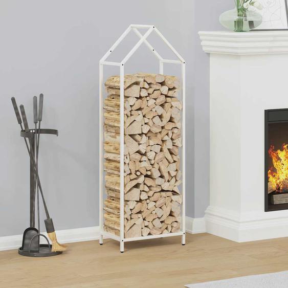 Portant de bois chauffage blanc 40x25x120 cm