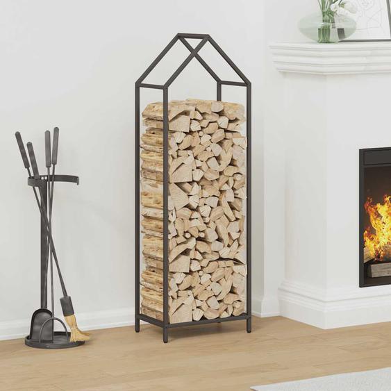 Portant de bois chauffage noir 40x25x120 cm