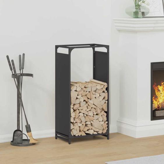 Portant de bois chauffage noir 44x28x90 cm