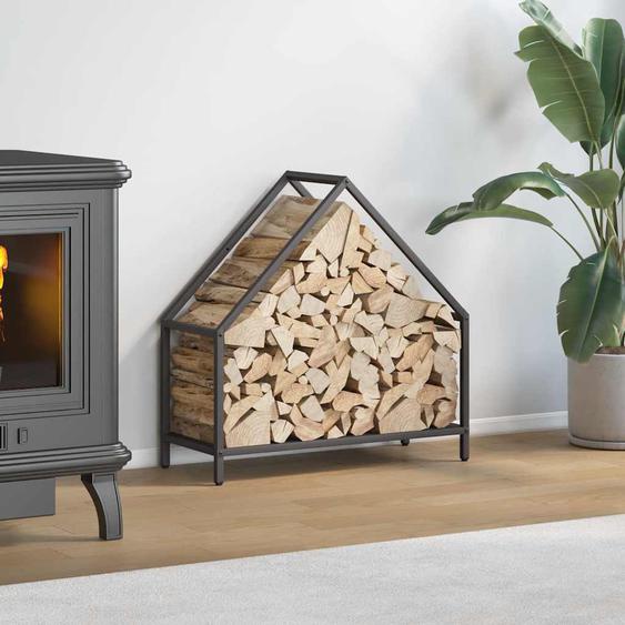 Portant de bois chauffage noir 60x25x60 cm