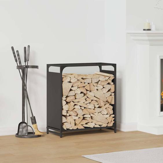 Portant de bois chauffage noir 60x28x65 cm