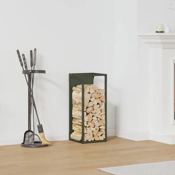 Portant de bois chauffage vert olive 25x25x60 cm