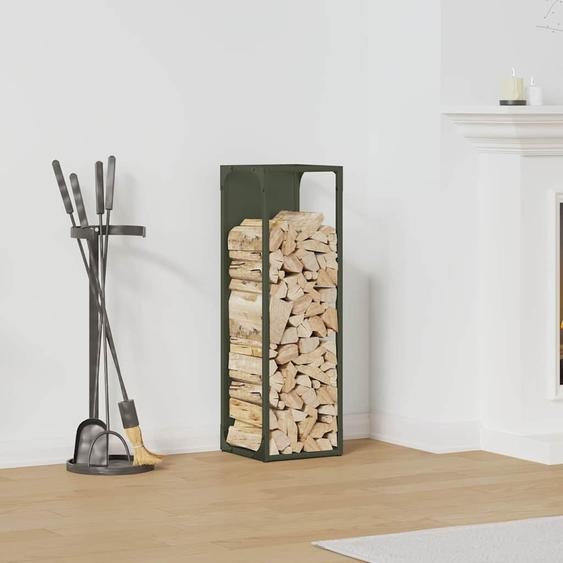 Portant de bois chauffage vert olive 25x25x80 cm