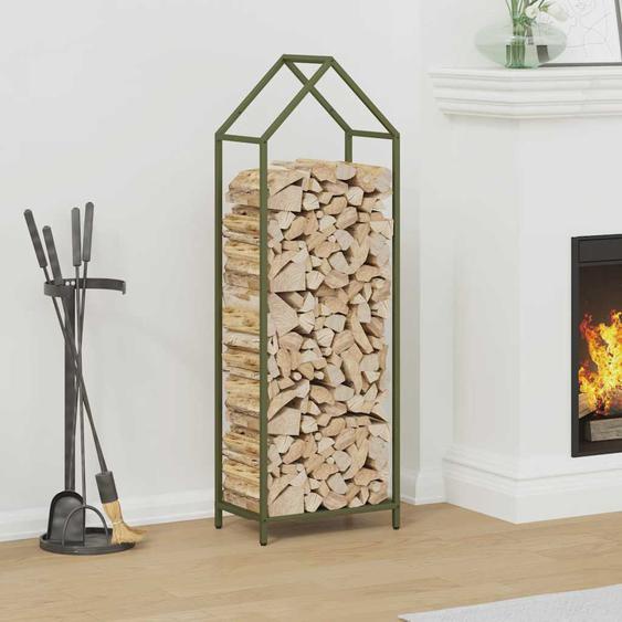 Portant de bois chauffage vert olive 40x25x120 cm