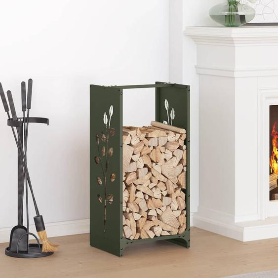 Portant de bois chauffage vert olive 40x30x80 cm