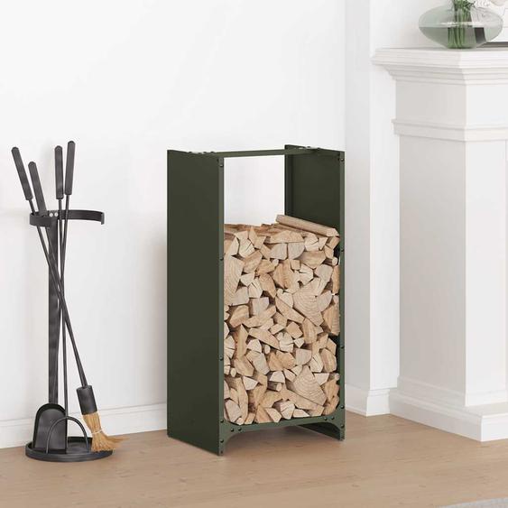 Portant de bois chauffage vert olive 40x30x80 cm