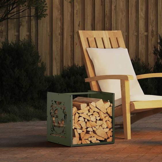 Portant de bois chauffage vert olive 40x40x40 cm