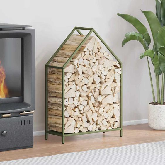 Portant de bois chauffage vert olive 60x25x90 cm
