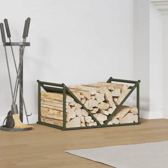 Portant de bois chauffage vert olive 70x43x34,5 cm