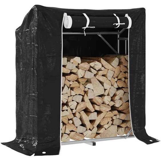 Portant de bois de chauffage et housse de pluie acier galvanisé