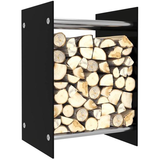 Portant de bois de chauffage Noir 40x35x60 cm Verre