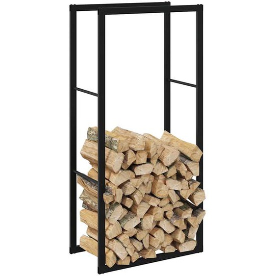 Portant de bois de chauffage noir 55x30x116 cm acier