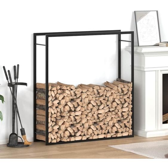 Portant de bois de chauffage Noir mat 110x28x116 cm Acier