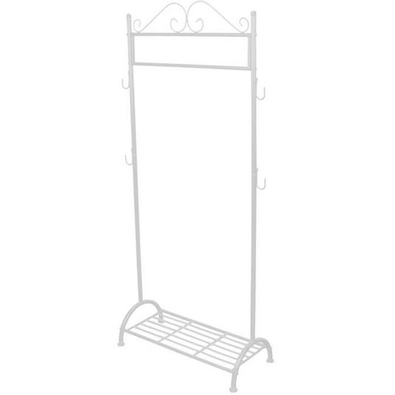 Portant / porte manteau en fer blanc avec support chaussure et 4 patères MED05031