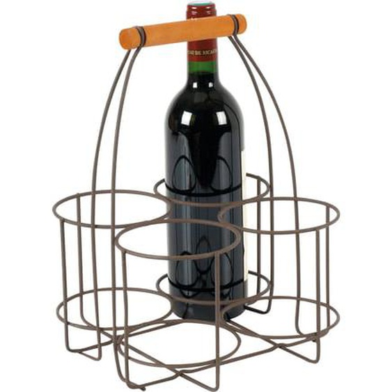 Porte 4 bouteilles métal oxydé 23 x 23 cm