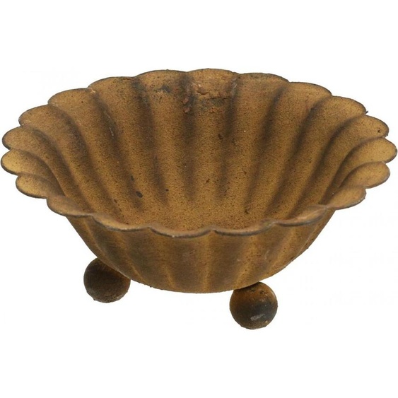 Porte-bougie à chauffe-plat Vintage Coupe aspect rouille Métal Déco Ø10cm H4,5cm