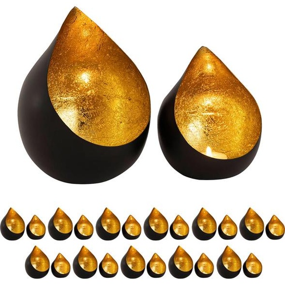 Porte-bougies 24 pièces Gastro Set Porte-bougies à chauffe-plat en forme de goutte noir doré