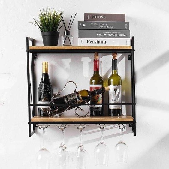 Porte-bouteilles mural 548 cm, support en verre résistant, rangement pratique pour la cuisine, la salle à manger et la cave à vin
