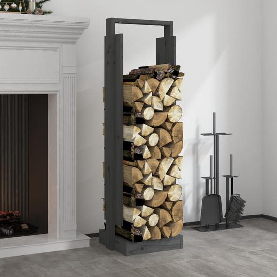 Porte-bûches Gris 33,5x30x110 cm Bois massif de pin