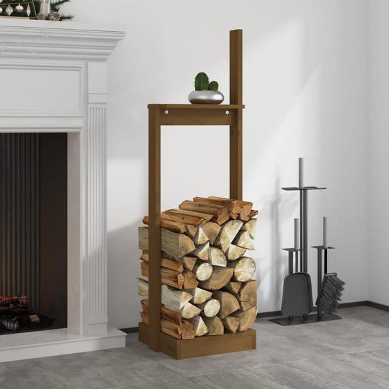 Porte-bûches Marron miel 33,5x30x110 cm Bois massif de pin