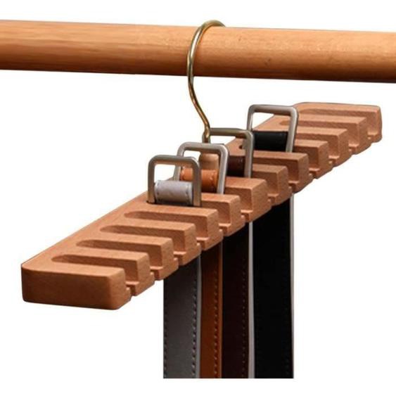 Porte Ceinture en Bois À 12 Crochets - Grancapacité - Blanc - Non Personnalisable