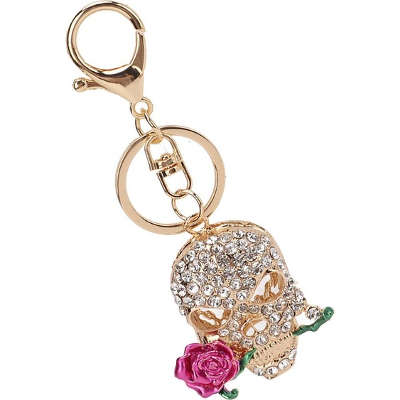 Porte-clés tête de mort, porte-clés voiture, porte-clés sac à main, porte-clés cool, tête de mort en strass, porte-clés