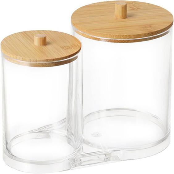 Porte-coton-tige transparent 2 en 1 avec couvercle, pot pour coton-tige de salle de bain, boîte en plastique pour coton-tige, distr