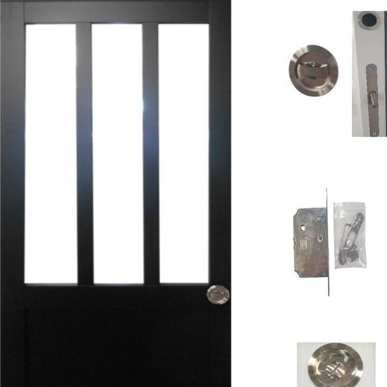 Porte Coulissante Atelier Noir H204 x L93 + serrure a  condamnation