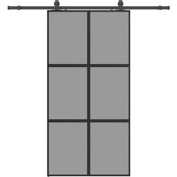Porte coulissante avec ferrure noire 102,5x205 cm verre trempé