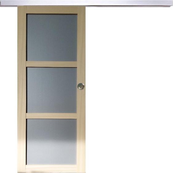 Porte Coulissante Ayous 3 Panneaux Gris RAL 7035 H204 x L73 + Rail Alu et coquilles