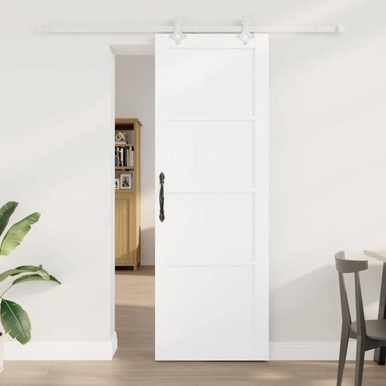 Porte coulissante Blanc 73,5 x 211 cm Pin massif