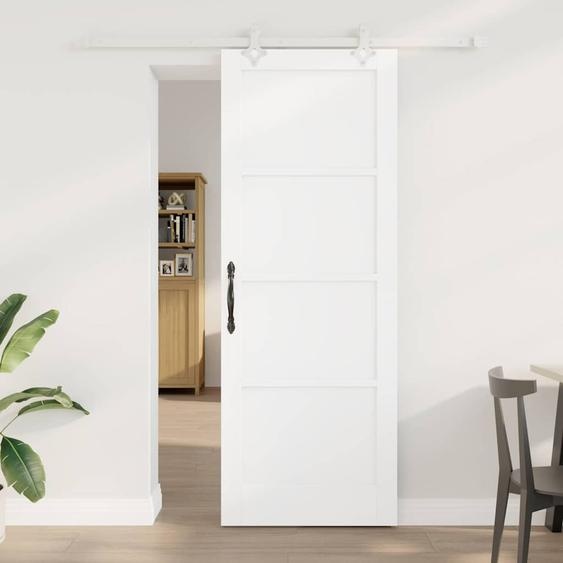 Porte coulissante Blanc 78 x 211 cm Pin massif