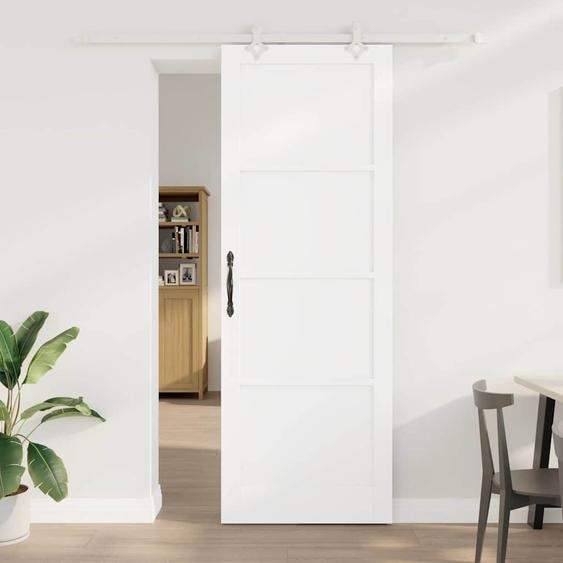 Porte coulissante Blanc 83 x 232 cm Pin massif
