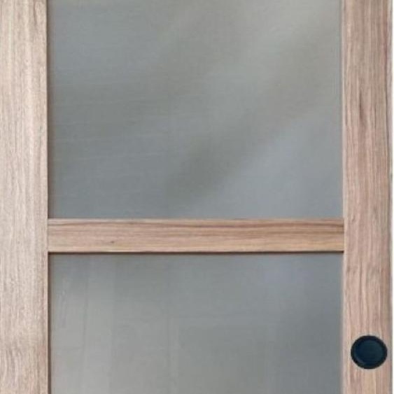 Porte Coulissante bois Frake Vitree H204 x L83 et Coquilles Noir