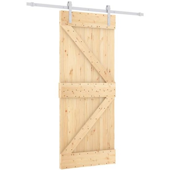 Porte coulissante de haute qualité avec ferrure 80x210 cm en pin massif, portes de chambre DE16017