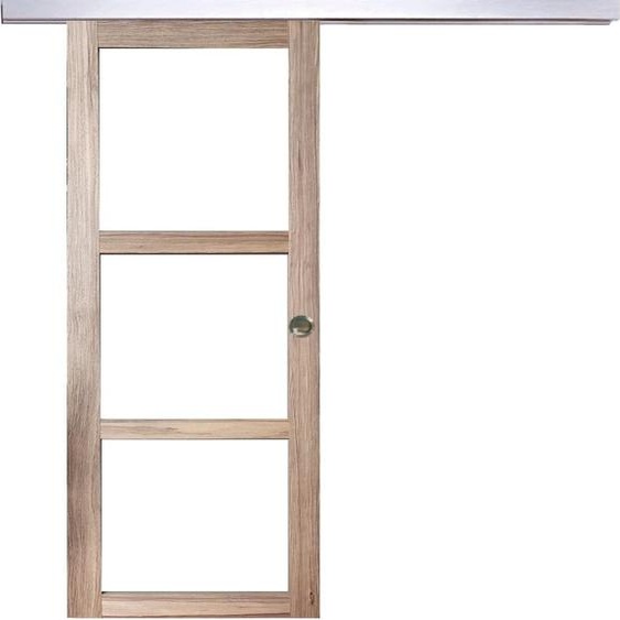 Porte Coulissante Frake Vitrage transparent H204 x L73 + rail alu et coquilles