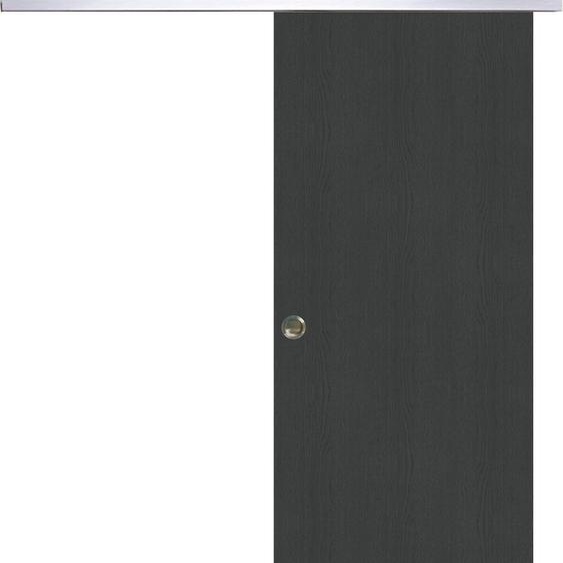 Porte Coulissante Grey OAK H204 x L73 + Rail Alu et coquilles