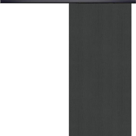 Porte Coulissante Grey OAK H204 x L93 + Rail alu Bandeau noir