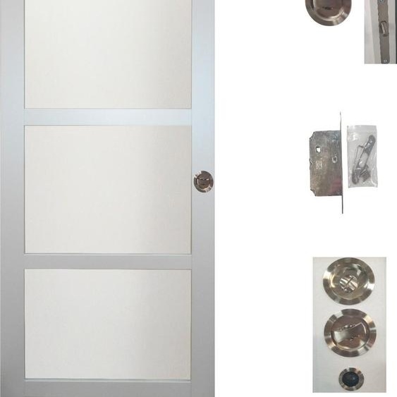 Porte Coulissante Greyria Gris Clair RAL7035 Vitree H204 x L93 + serrure a  condamnation