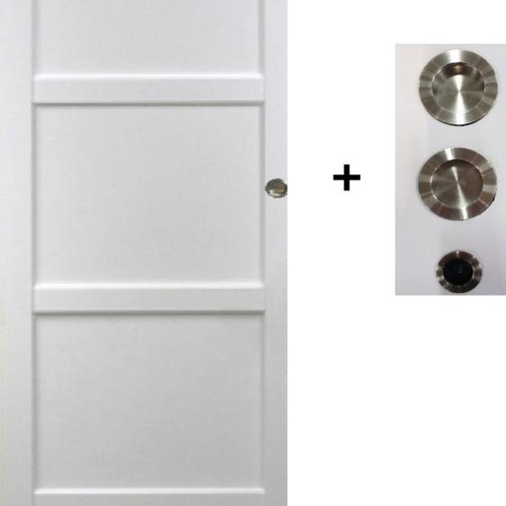 Porte Coulissante Korya Blanc 3 panneaux H204 x L73 + coquilles et tire doigt