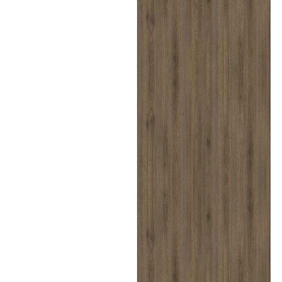 Porte Coulissante Light Walnut H204 x L83 + Rail alu Bandeau Blanc