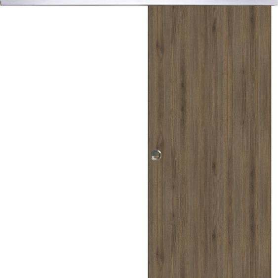 Porte Coulissante Light Walnut H204 x L83 +Rail Alu et coquilles