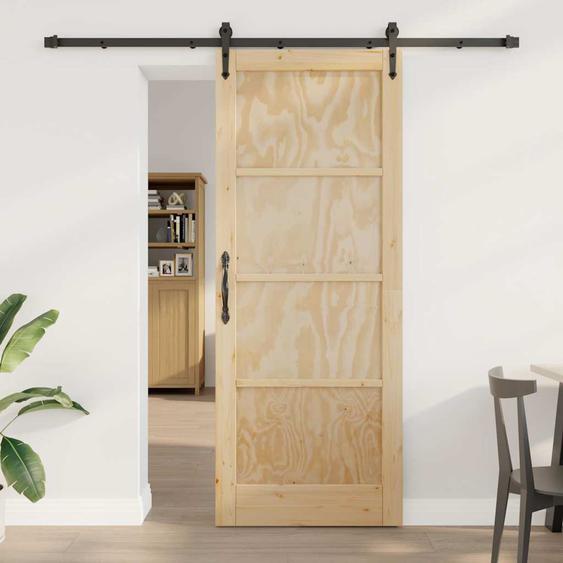 Porte coulissante ORKDAL Marron 83 x 211 cm Bois de pin massif