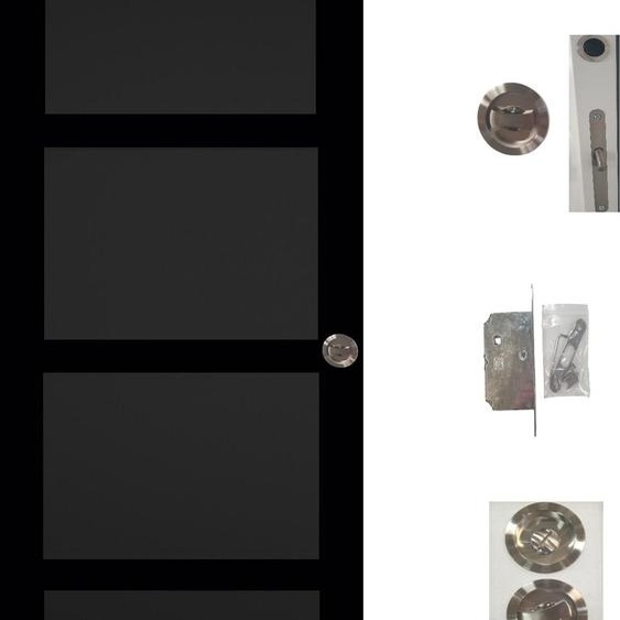 Porte Coulissante Telia noir 4 panneaux H204 x L73 + serrure a  condamnation