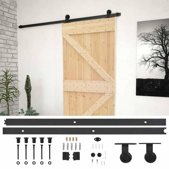 Porte coulissante vidaXL, couleur naturelle et noire, 100 x 210 cm