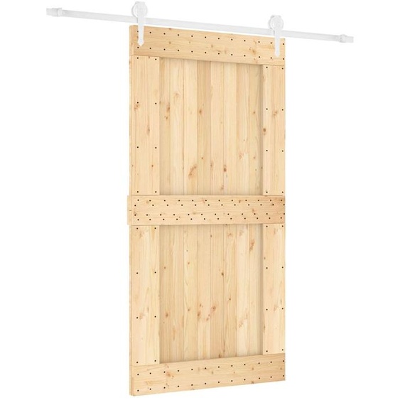 Porte coulissante vidaXL, finition naturelle et blanche, 100 x 210 cm, pin massif