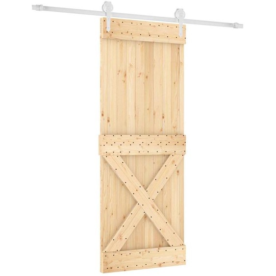 Porte coulissante vidaXL, finition naturelle et blanche, 80 x 210 cm, pin massif