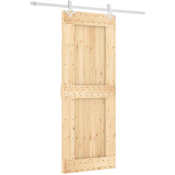 Porte coulissante vidaXL, finition naturelle et blanche, 80 x 210 cm, pin massif