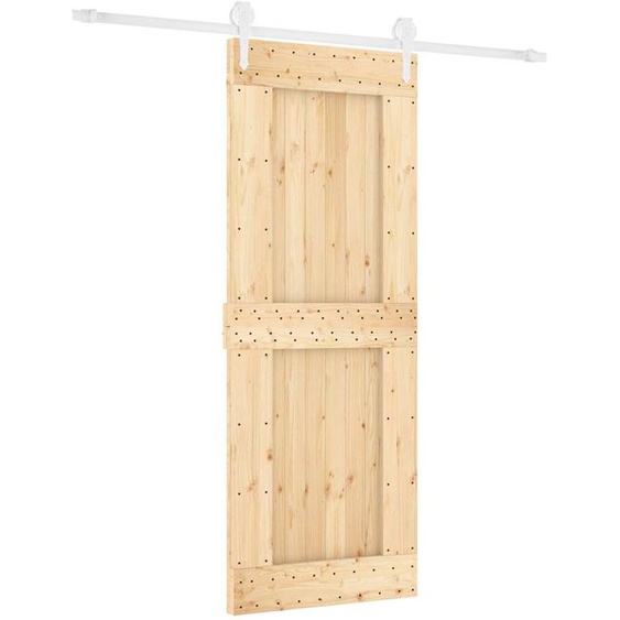 Porte coulissante vidaXL, finition naturelle et blanche, 80 x 210 cm, pin massif